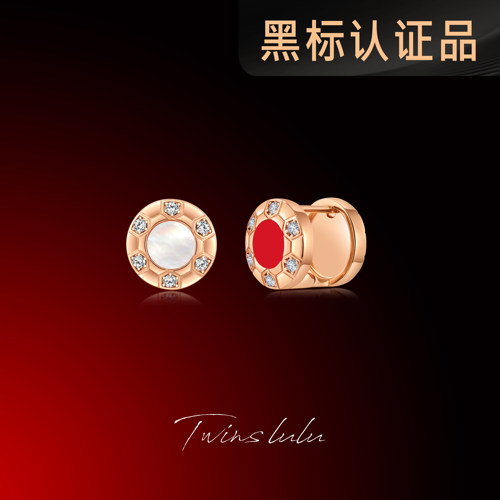 TWINSLULU红白色双面圆圈耳环