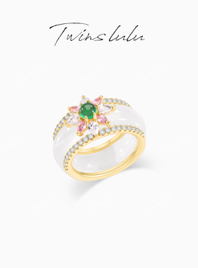 TWINS LULU轻奢ins小配饰国风两戴式白色雪花戒指TSS6877