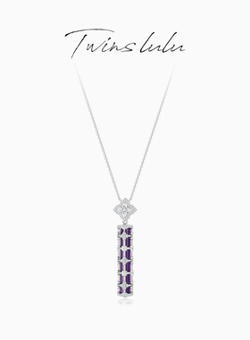 TWINSLULU紫色花朵转运柱项链