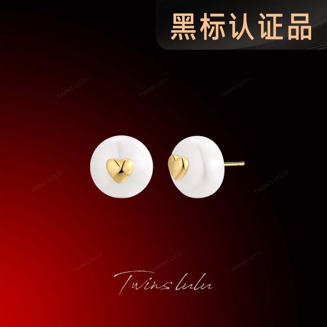 TWINS LULU镀k金轻奢气质小众首饰法式爱心珠珠耳环TSL1893