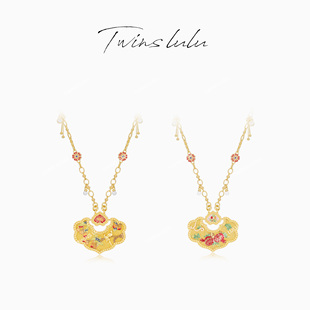 TWINS LULU百子同心锁毛衣链新中式如意锁项链TSJ8990女神节礼物