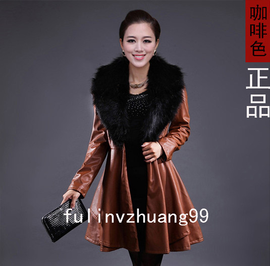 海宁皮衣2020秋装新款中长款皮衣女大裙摆大毛领奢华女装