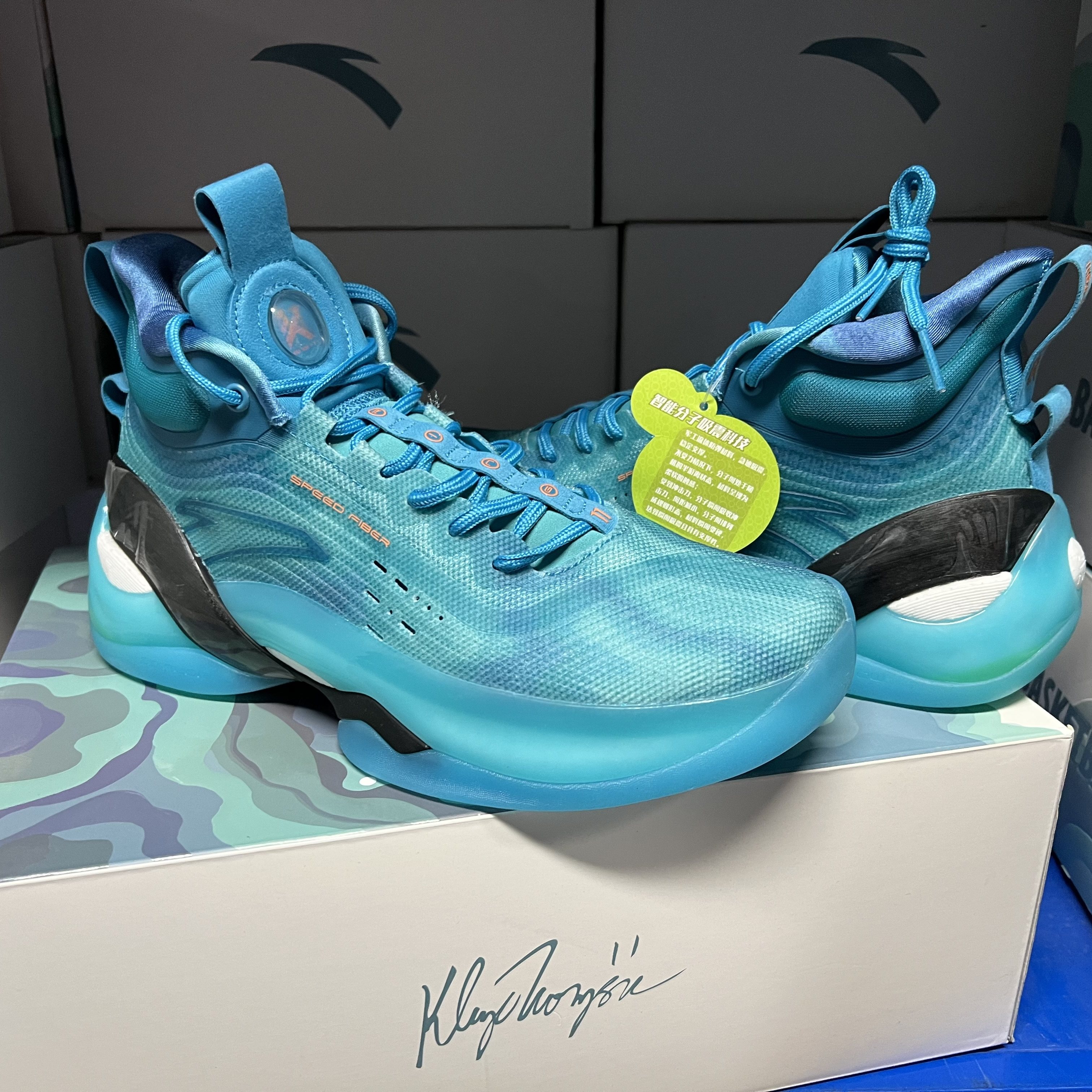 安踏kt7克莱汤普森篮球鞋男2021冬新款减震男蓝实战球鞋112141101