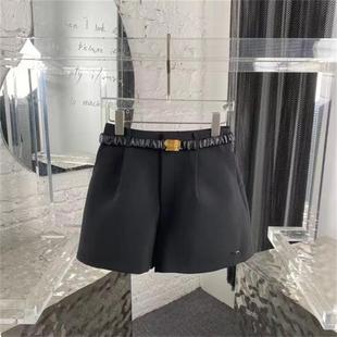 小众设计师品牌  黑色短裤女夏季新款小个子高腰显瘦遮肉a字裤子