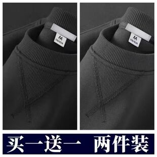 美式新款圆领倒三角标卫衣上衣春秋季美式纯色男士无帽外套休闲