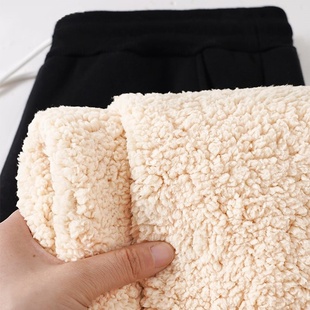 保暖青少年百搭长裤 重磅纯色羊羔绒特厚防寒运动束脚裤 男休闲时尚