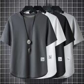 短袖 t恤夏季 宽松大码 华夫格男士 半袖 圆领重磅纯色百搭体恤上衣T恤