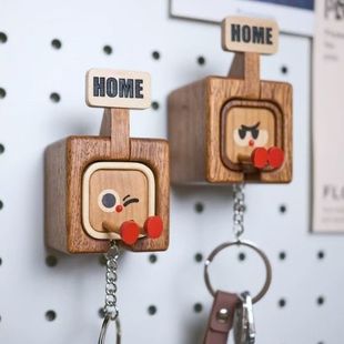 Magnetic Solid Wood Keychain创意冰箱贴磁性回家实木质钥匙扣