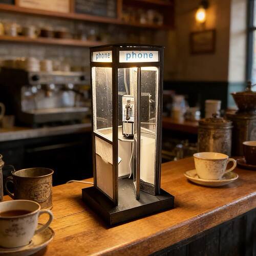 Retro Vintage Tall Phonebooth Lamp复古电话亭台灯装饰夜灯氛围