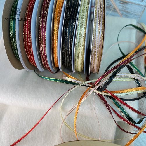 心悠圣诞节双面金边装饰缎带