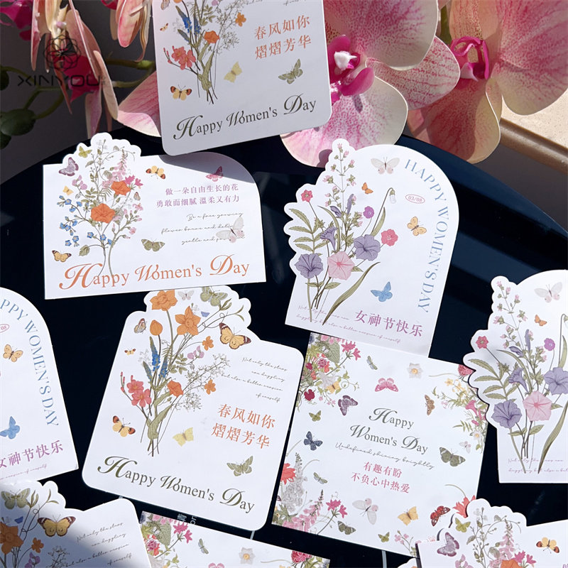 【心悠】38女神节繁花锦簇系列小清新花束礼盒装饰祝福卡片留言卡