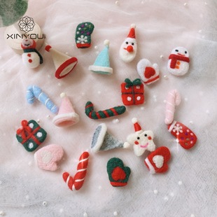 1.圣诞节羊毛毡萌趣雪人雪花礼物手套袜子圣诞树装饰花束花盒配件