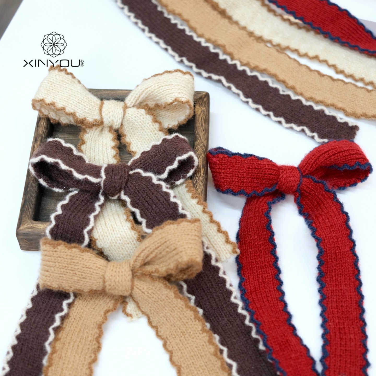 心悠圣诞节3cm波浪边蝴蝶结织带