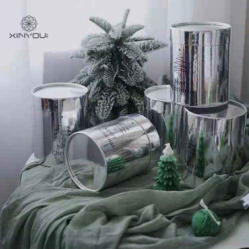心悠圣诞节毛毡诺贝松银色插花桶