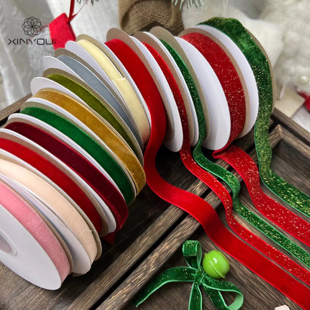 心悠圣诞节植绒丝带装饰丝带