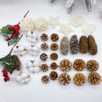 天然干松果圣诞树DIY装饰材料摄影道具布置棉花花艺花环花束配饰