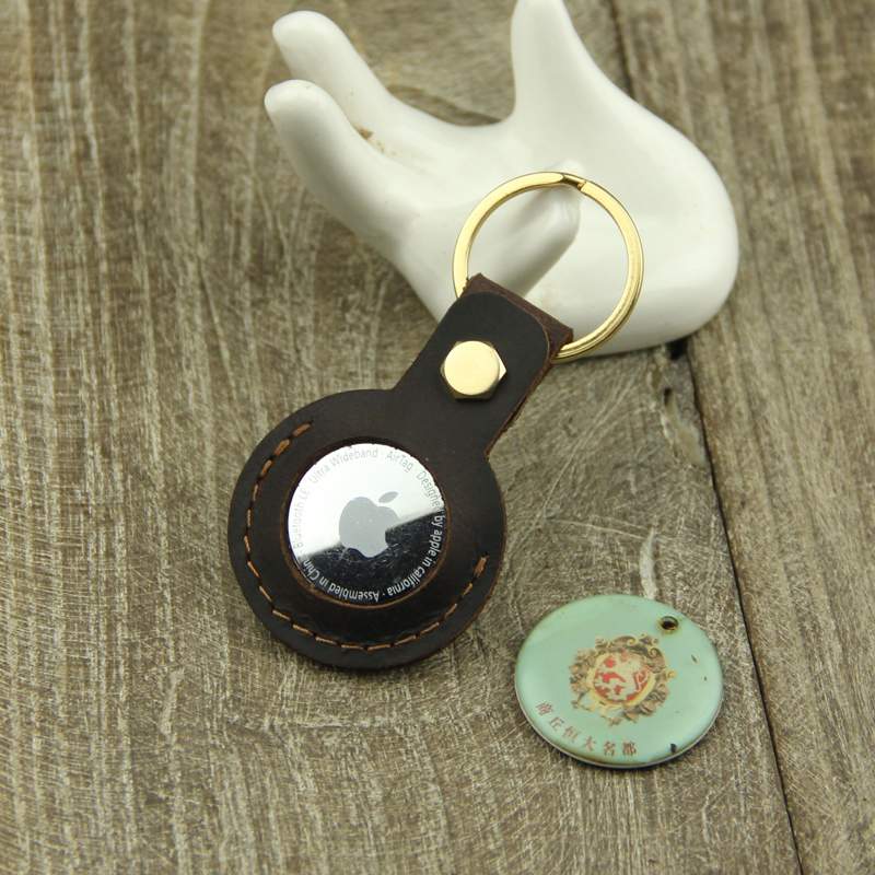 纯铜疯马皮头层牛皮airtag保护套