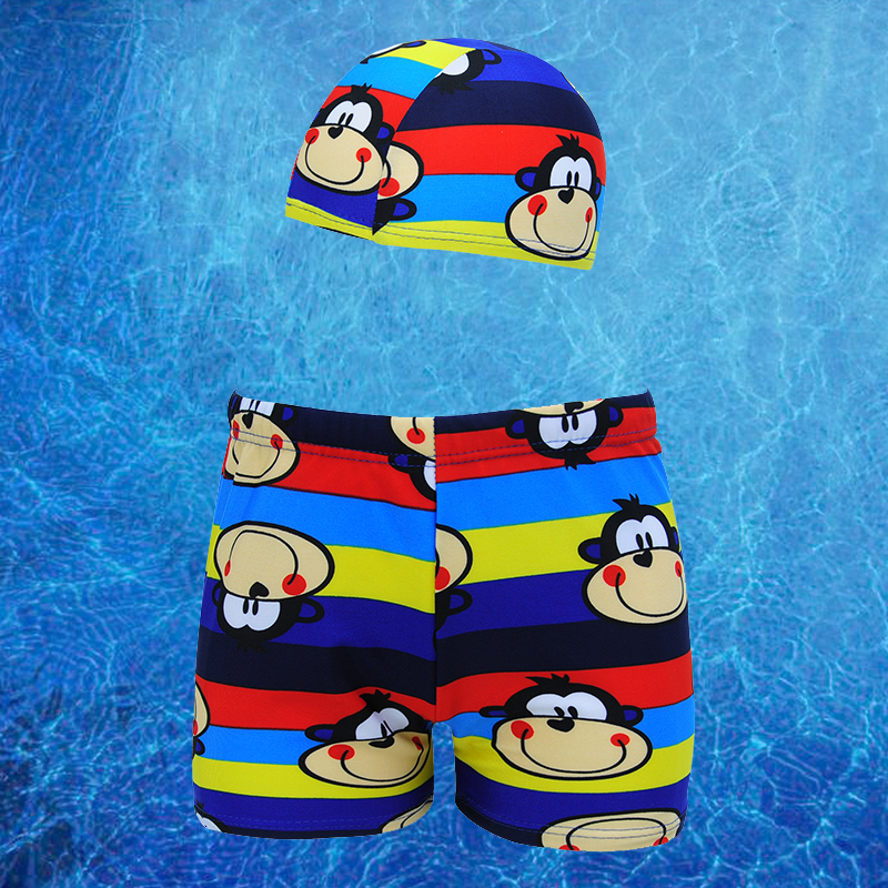 韩国新款儿童泳衣 男童 韩版超人 托马斯游泳裤 带帽 有松紧泳裤