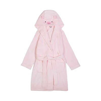 小猪加毛绒保暖修身家居长款睡袍