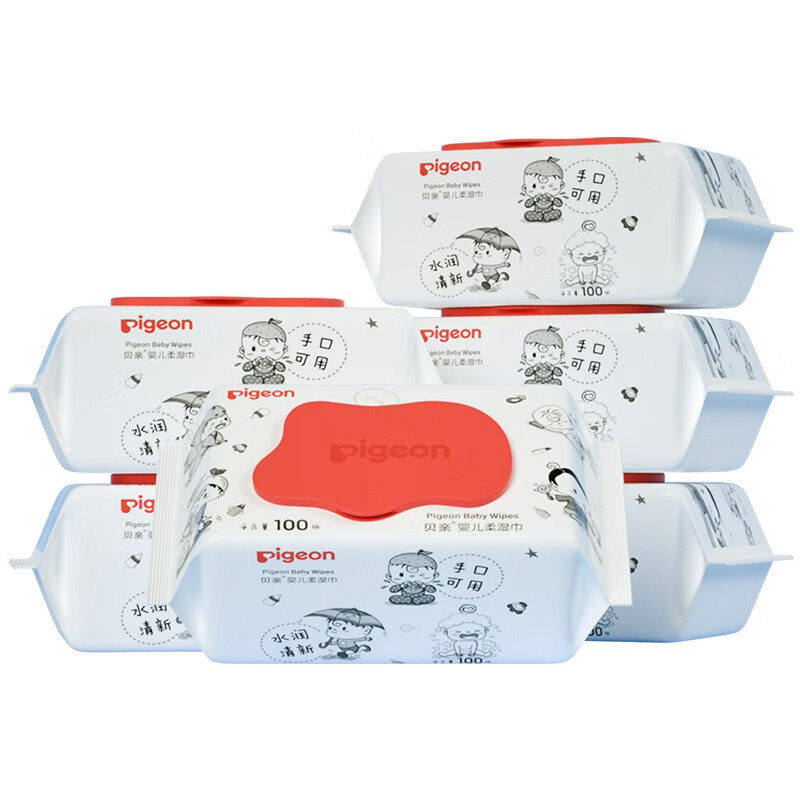贝亲新生婴儿湿巾手口屁屁湿纸巾宝宝柔湿巾婴柔儿湿巾100片x6包