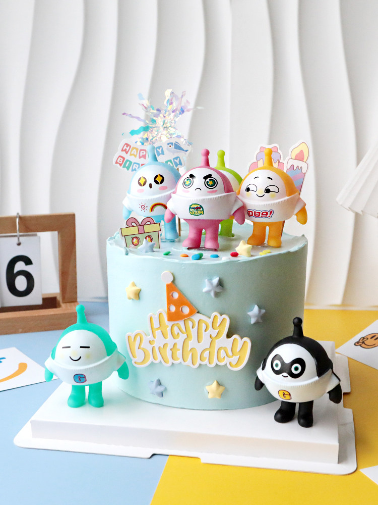 网红可爱卡通呆萌蛋仔派对手办公仔pvc玩具儿童男孩蛋糕装饰摆件