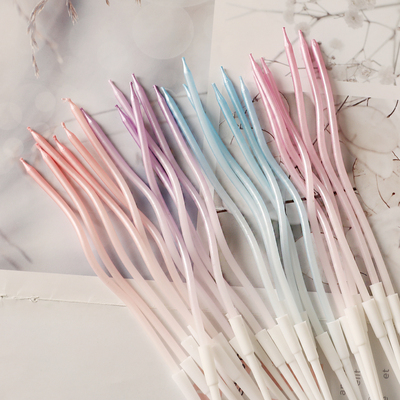 网红彩色渐变粉蓝紫扭扭蜡烛插件6只装甜品派对装扮 生日蛋糕装饰