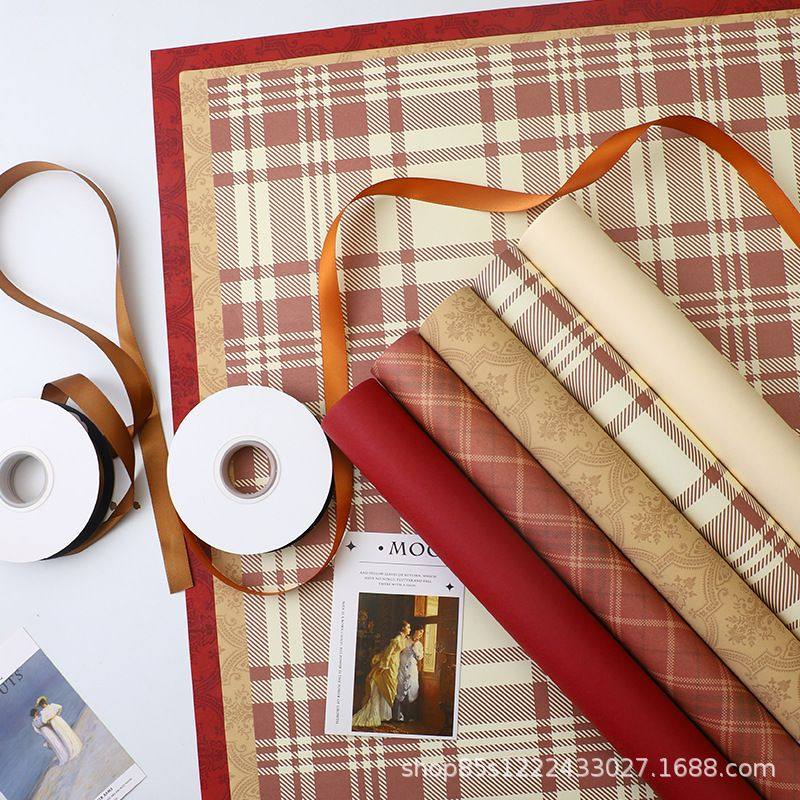 卓纤秋冬美拉德色系花束包花纸花艺包装材料用品鲜花包装纸