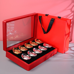 金元宝形小罐普洱茶化石碎银子全景开窗金银十两茶叶包装礼盒空盒