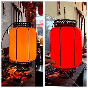 红黄色亚克力吹塑灯笼户外防水连串工程街道新年城市亮化装饰