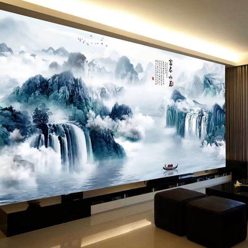 钻绣十字绣2024新款富春山居图客厅大幅风景山水画流水生财全满贴,居家布艺,钻石绣,淘宝优惠券,粉丝福利购,淘宝优惠卷