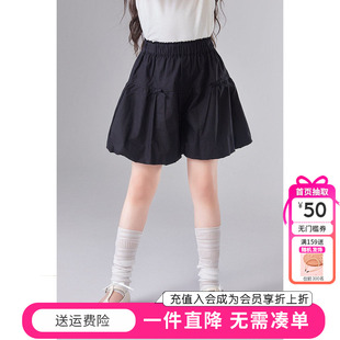 笛莎童装女童短裤夏季新款中大童女孩宝宝儿童花苞短裤甜美五分裤