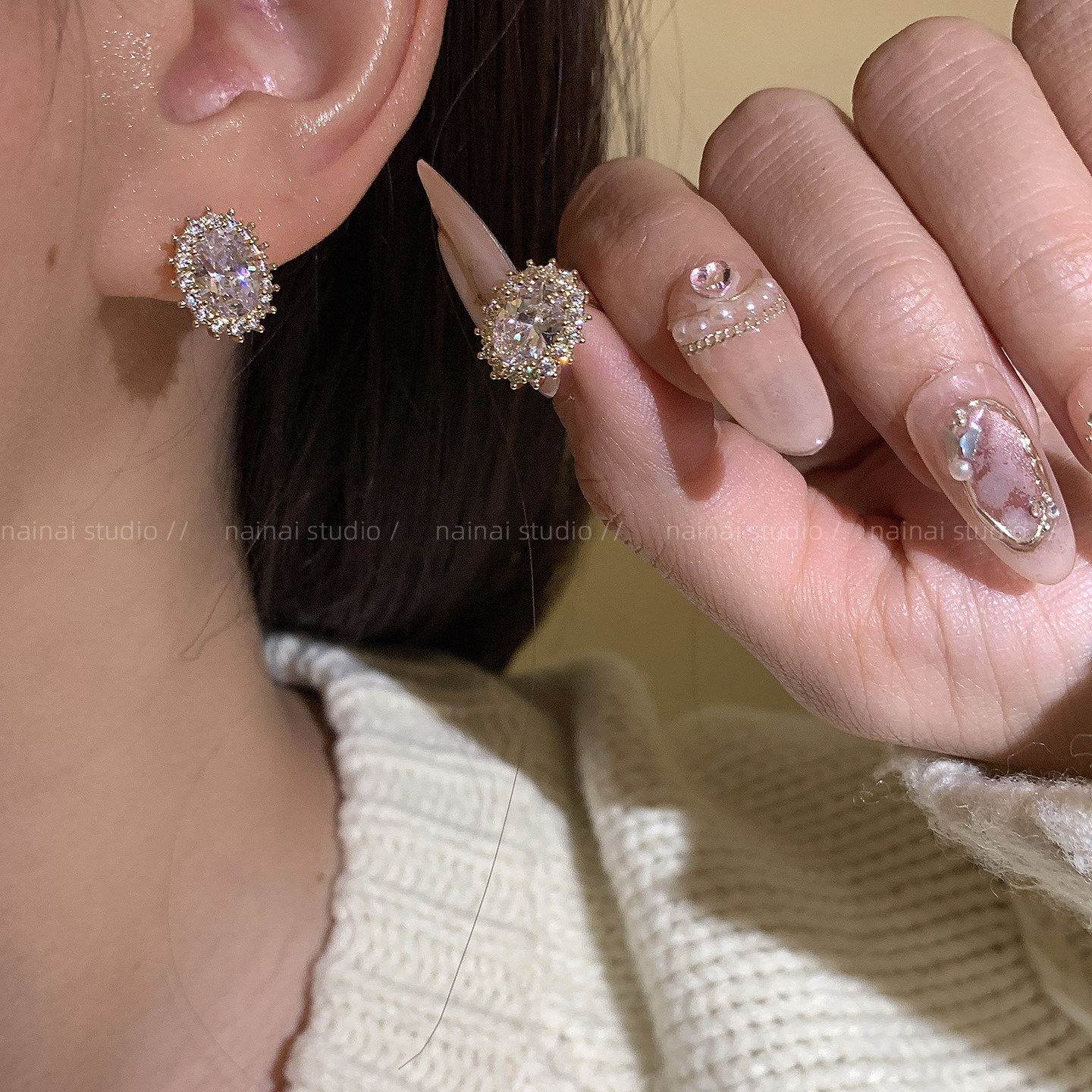 锆石超闪耳钉~圆形轻奢小众设计高级感耳环2025新款满钻耳饰女A