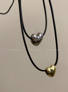 爱心项链~抽拉可调节韩系ins风毛衣链长款卫衣链小众设计挂脖配饰