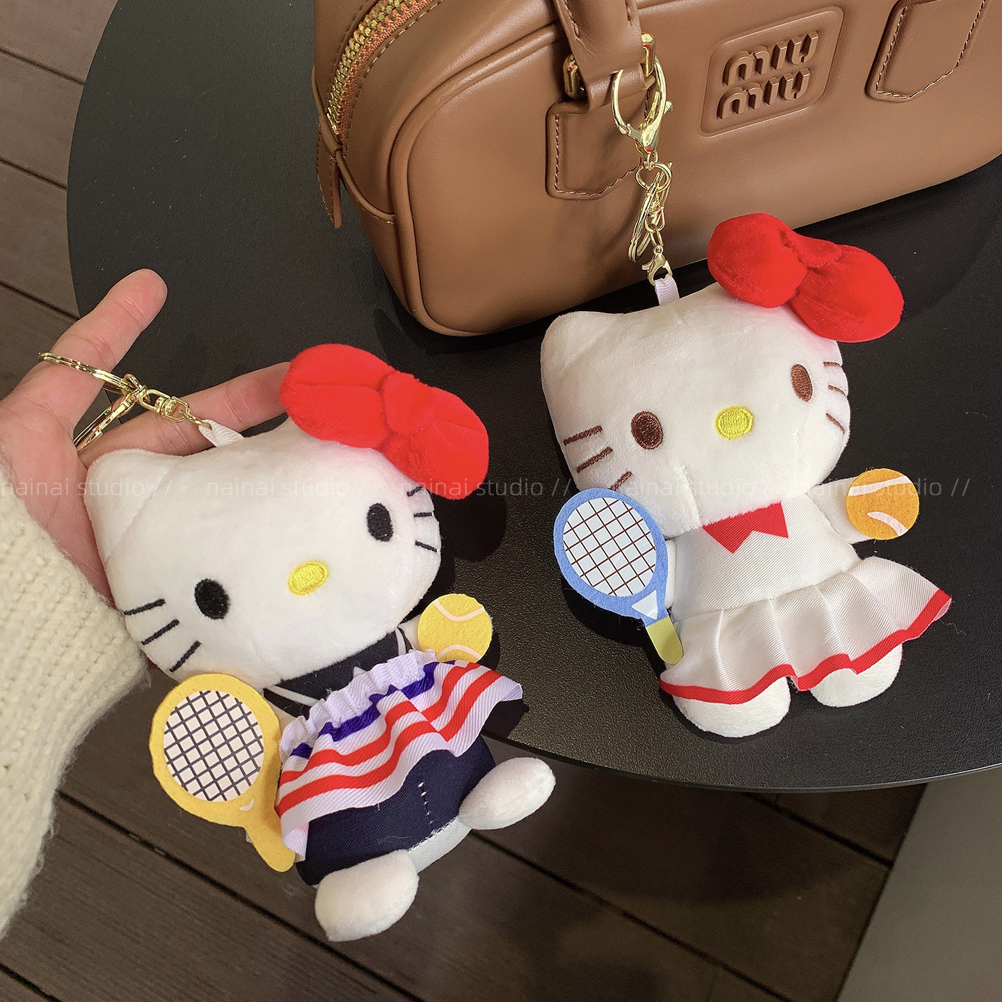 网球选手Kitty挂件~可爱毛绒KT猫咪包包挂饰公仔玩偶书包女生礼物