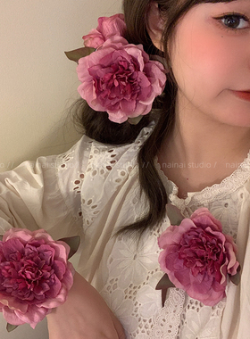 超仙玫红色牡丹花朵抓夹