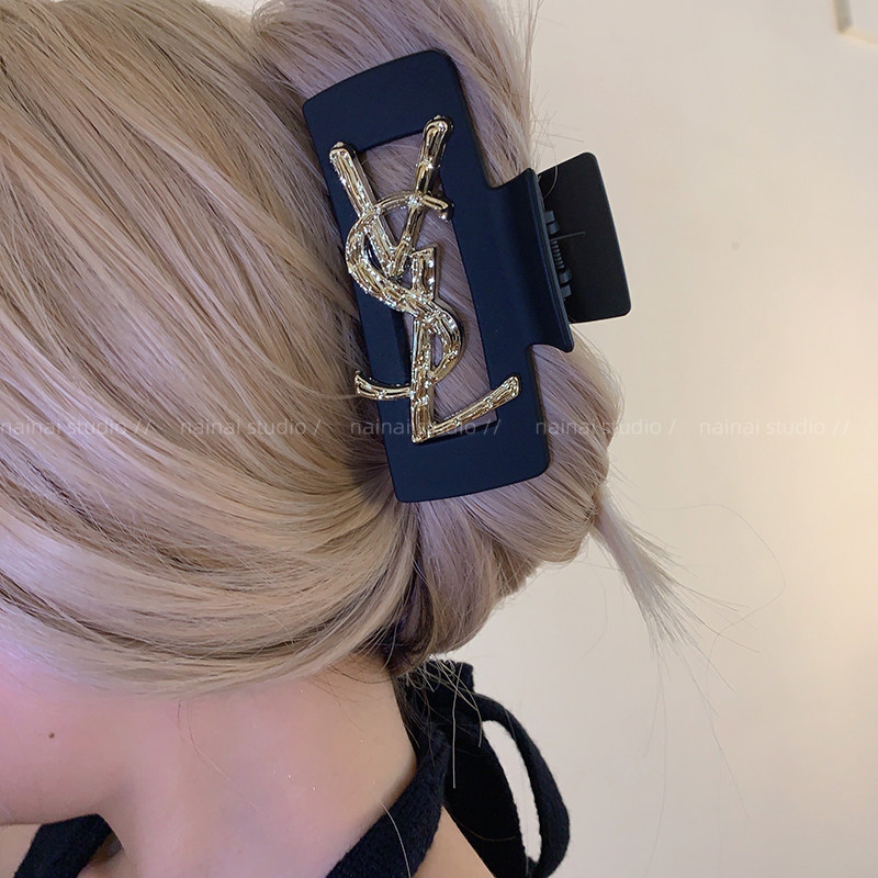 中古款！黑色抓夹2025新款高级感发夹网红大号后脑勺盘发鲨鱼夹女