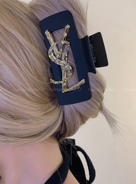 中古款！黑色抓夹2025新款高级感发夹网红大号后脑勺盘发鲨鱼夹女