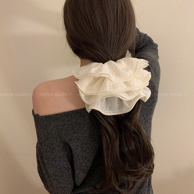 复古法式黑白色双层大肠发圈