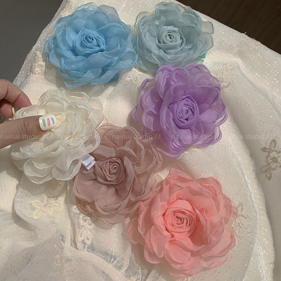 甜美春季新款~超仙纱纱花朵鸭夹