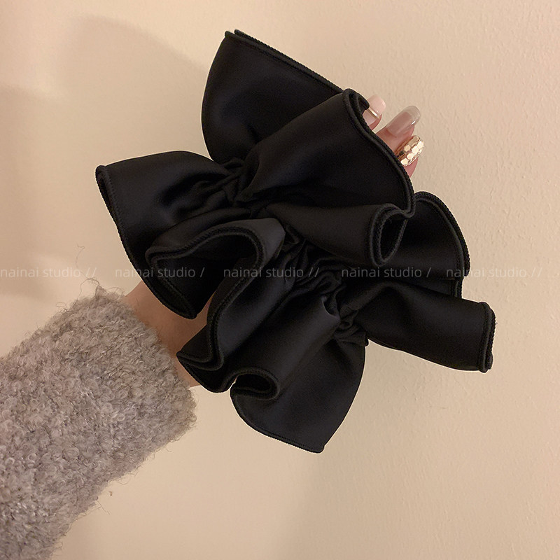 许妍同款大肠发圈~缎面大号丸子头褶皱高级感韩系ins头绳女发绳潮