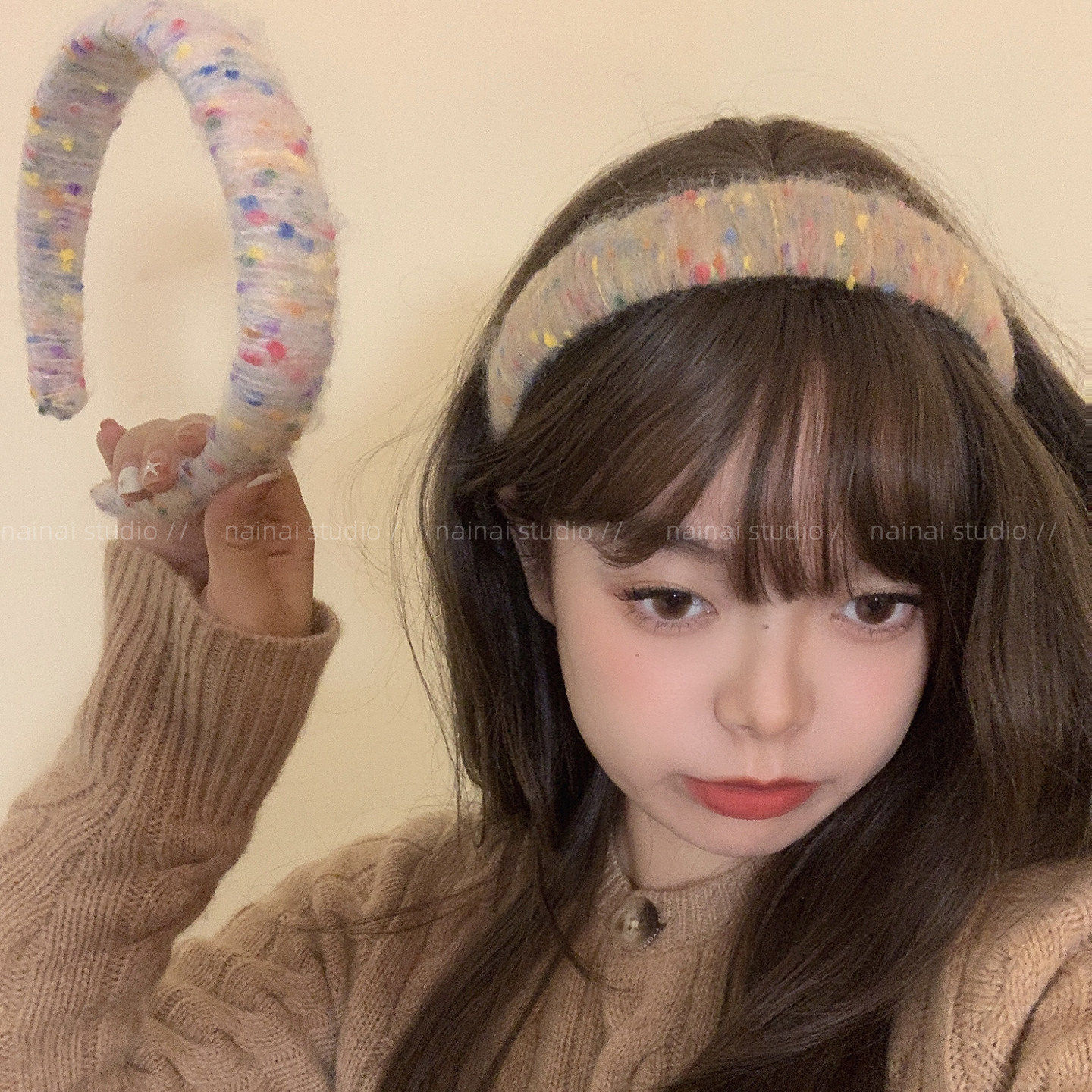 毛线发箍~美拉德风韩国ins风2025秋冬新款气质头箍外出发卡压