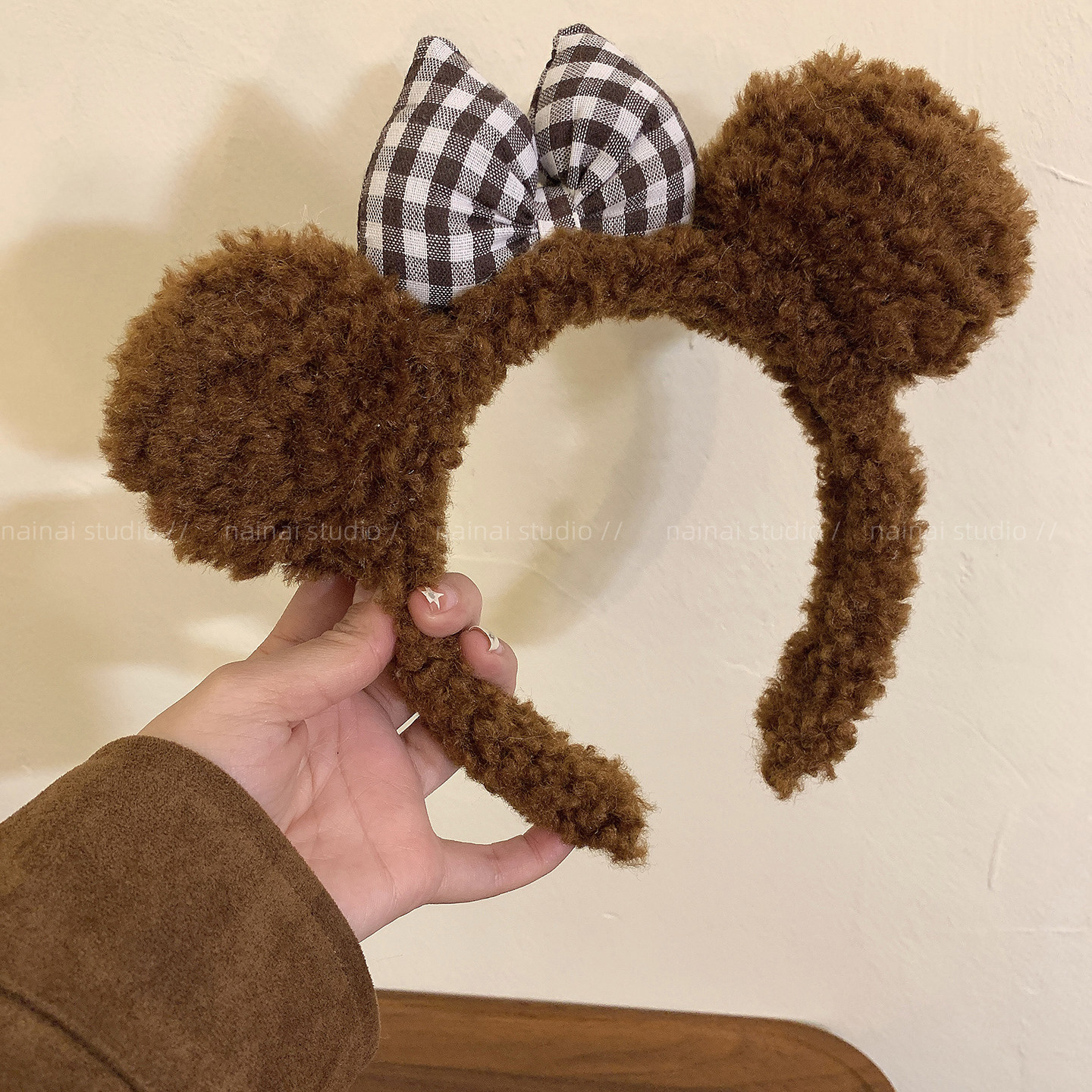 蝴蝶结小熊耳朵发箍~羊羔毛可爱毛绒头箍压发洗脸专用敷面膜发饰