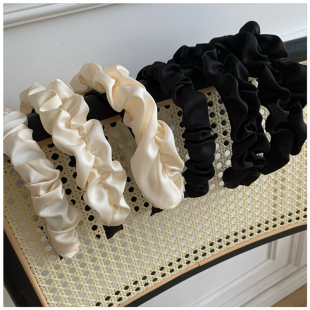 秒变头包脸 褶皱高颅顶头箍缎面高级感发卡压发 大肠发箍复古法式