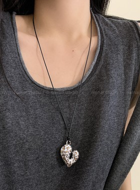 豹纹项链集合~爱心气球狗甜酷辣妹早秋新款小众设计卫衣毛衣链女