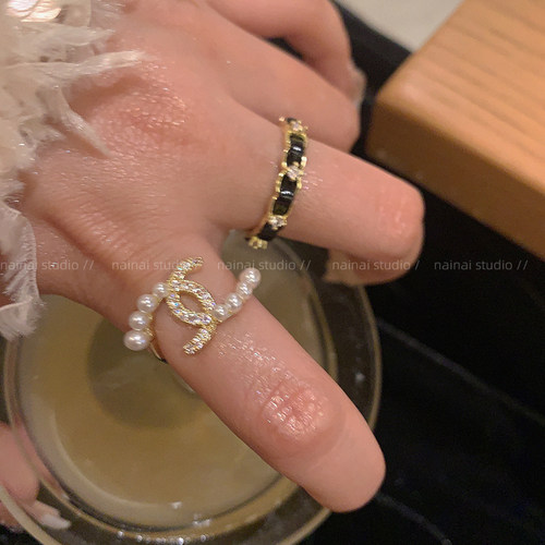 高级感双C编织开口戒指女