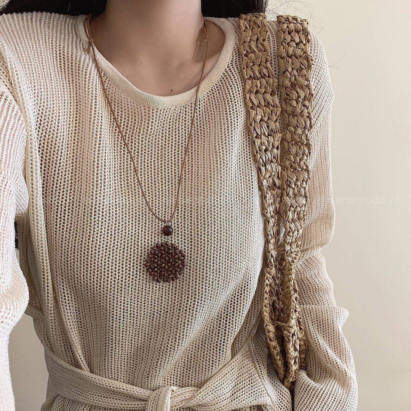 编织项链~波西米亚风爱心月亮长款毛衣卫衣链挂脖民族新中式配饰