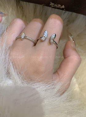 蝴蝶结戒指2只装~锆石超闪小众设计高级感指环2025新款食指戒女A