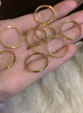 钛钢不掉色！极细金色戒指百搭高级感小众设计食指戒气质指环女A