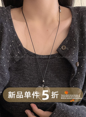 透明爱心项链~韩国立体ins风高级感小众设计抽拉式卫衣毛衣链配饰