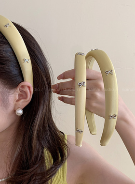 超美奶黄色！蝴蝶结发箍外出洗脸简约发卡韩国简约头箍发饰头饰女